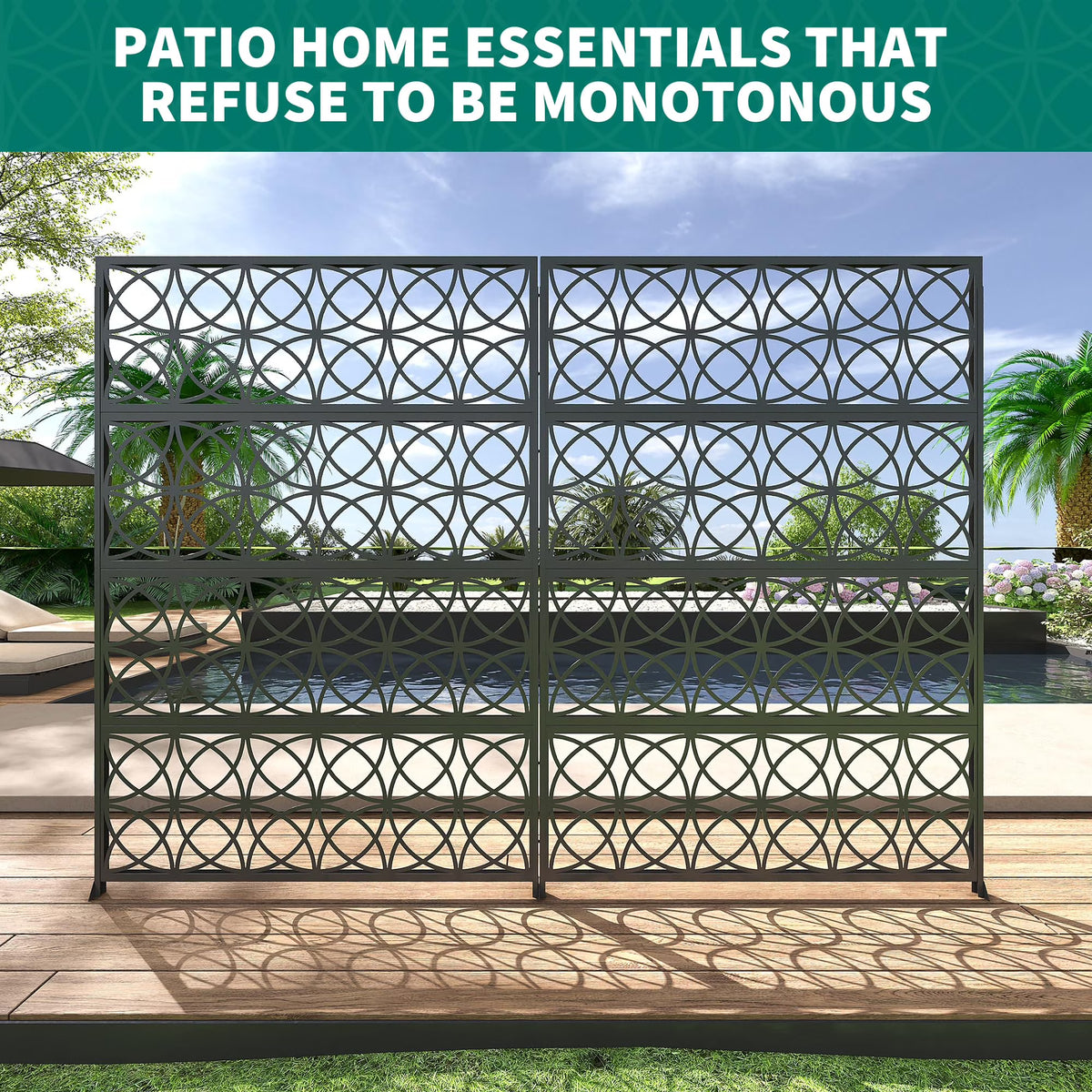 Accreate Decorative Wrought Privacy Screen - Easy Snap - Together Room Divider for Indoor/Outdoor Use, Breathable Wind - Resistant Partition with