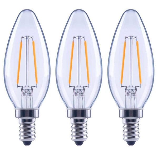 Ecosmart 25-Watt Equivalent B11 Dimmable Blunt Tip Clear Glass Candelabra LED Vintage Edison Light Bulb Bright White (3-pack)
